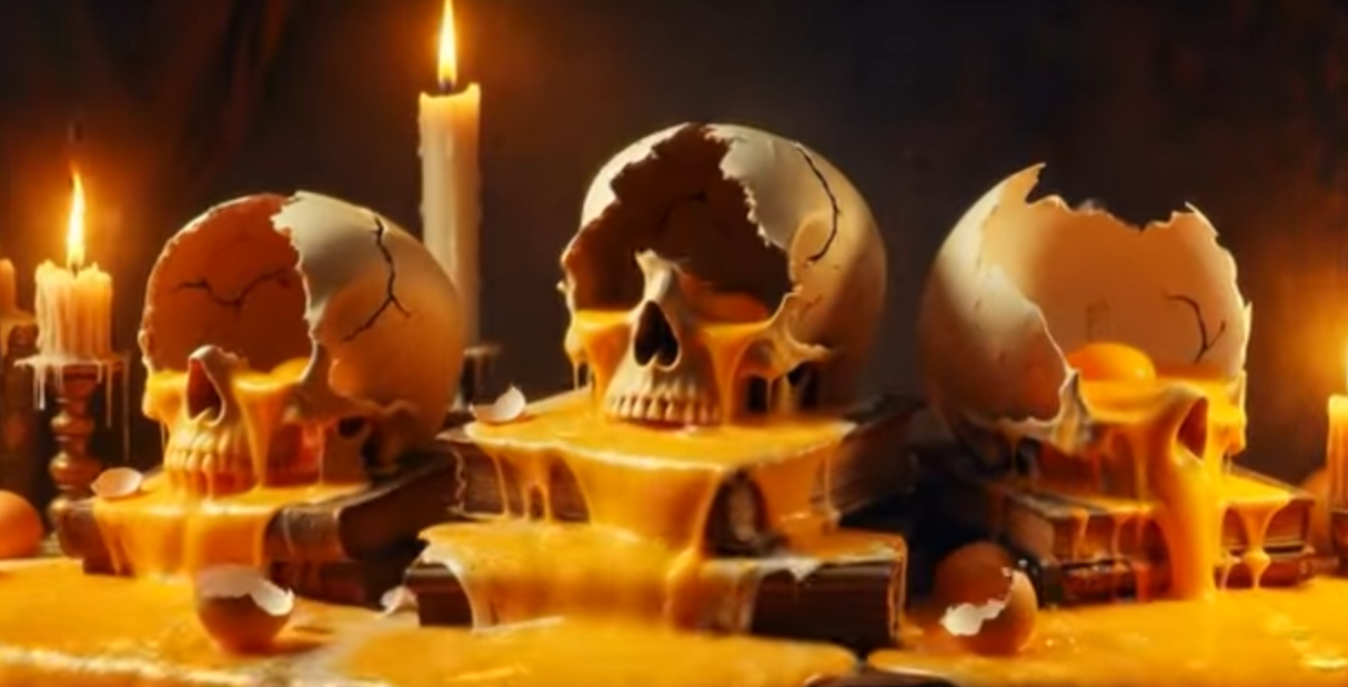 Triptyk of melting stilleben